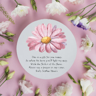 Rosa Gänseblümchen Wildblume - Gebetskerzen-Etiket Runder Aufkleber