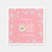 Rosa Gänseblümchen Wilde Eins 1. Geburtstag Papier Serviette (Vorderseite)
