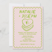 Rosa Ganze in einer Hand gezeichnete Kuchenkraenke Einladung (Vorderseite)