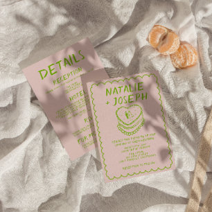 Rosa Ganze in einer Hand gezeichnete Kuchenkraenke Einladung