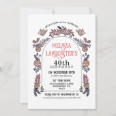 Rosa Garden Blume Arch 40. Geburtstag Einladung (Vorderseite)