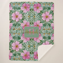 Rosa Garden Mosaik Sherpa Blanket Sherpadecke