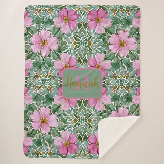 Rosa Garden Mosaik Sherpa Blanket Sherpadecke (Vorderseite)