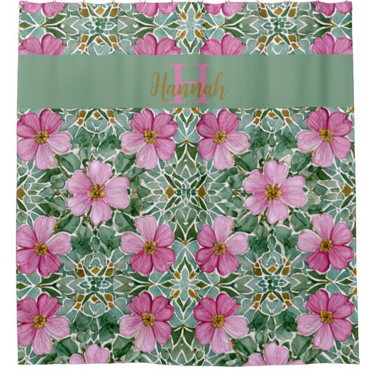 Rosa Garden Mosaikdusche Vorhang (Vorderseite)