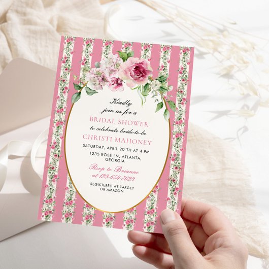 Rosa Garden Party Brautparty Einladung