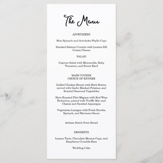 Rosa Garden Rose Wedding Menu Menükarte (Vorderseite)