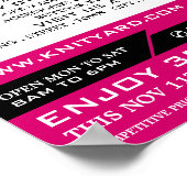 Rosa Garn-Store-Logo, Strickgeschäft, Garnspeicher Poster (Ecke)