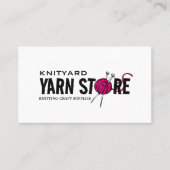 Rosa Garn-Store-Logo, Strickgeschäft, Garnspeicher Visitenkarte (Vorderseite)