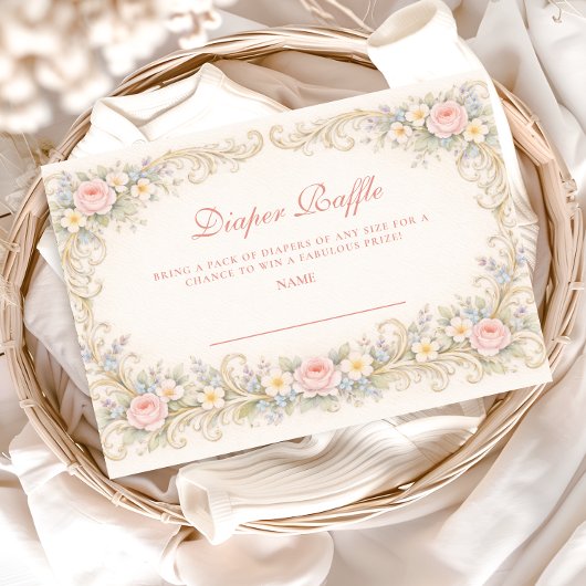 Rosa Garten-Barock-Diaper-Raffle Begleitkarte