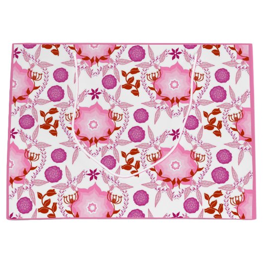 Rosa Garten Große Geschenktüte (Vorderseite)