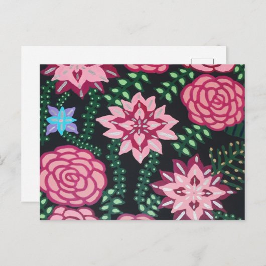 Rosa Garten Kunst Postkarte (Vorne/Hinten)