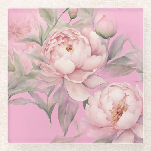 Rosa Garten-Pfingstrosen-Untersetzer Glasuntersetzer (Vorderseite)