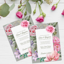 Rosa Garten Romantische Blumenhochzeits-Einladung