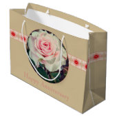 Rosa-Garten-Rose Große Geschenktüte (Rückseite Schrägansicht)