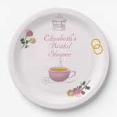 Rosa Garten-Teeparty-Bridal-Shower Pappteller (Vorderseite)