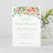 Rosa Garten Wasserfarbe Rose Bouquet Brautparty Einladung (Stehend Vorderseite)