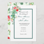 Rosa Garten Wasserfarbe Rose Bouquet Hochzeit Einladung (Vorne/Hinten)