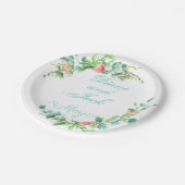 Rosa Garten Wasserfarbe Rose Bouquet Pappteller (Schrägansicht)