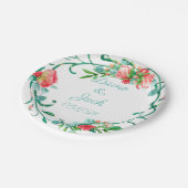 Rosa Garten Wasserfarbe Rose Bouquet Pappteller (Schrägansicht)