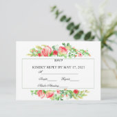 Rosa Garten Wasserfarbe Rose Bouquet RSVP Karte (Stehend Vorderseite)
