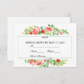 Rosa Garten Wasserfarbe Rose Bouquet RSVP Karte (Vorne/Hinten)