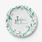 Rosa Garten Wasserfarbenregen Pappteller (Vorderseite)