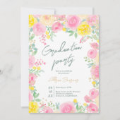 Rosa Gartenanlage Blumenwasser Foto Abschluss Einladung (Vorderseite)