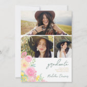 Rosa Gartenanlage Blumenwasser Foto Abschluss Einladung (Rückseite)