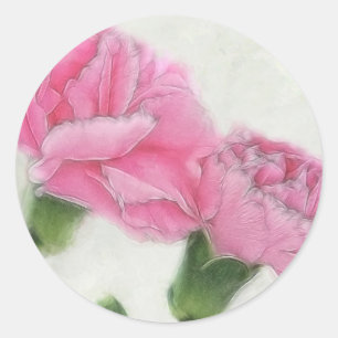 Rosa Gartennelken 3 Runder Aufkleber