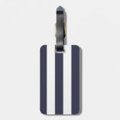 Rosa Gartennelken u. blaue Streifen-individueller Gepäckanhänger (Rückseite vertikal)