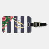 Rosa Gartennelken u. blaue Streifen Name u. Gepäckanhänger (Vorderseite horizontal)