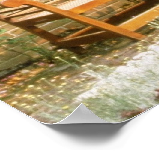 Rosa Gartensitzplatz in der Rose Pergola, mit Berb Poster (Ecke)