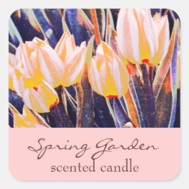 Rosa Gartentulips - Duftkerze oder Seifenschild Quadratischer Aufkleber