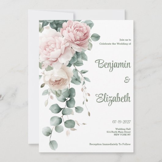 Rosa Gärtnererbse Einladung (Vorderseite)