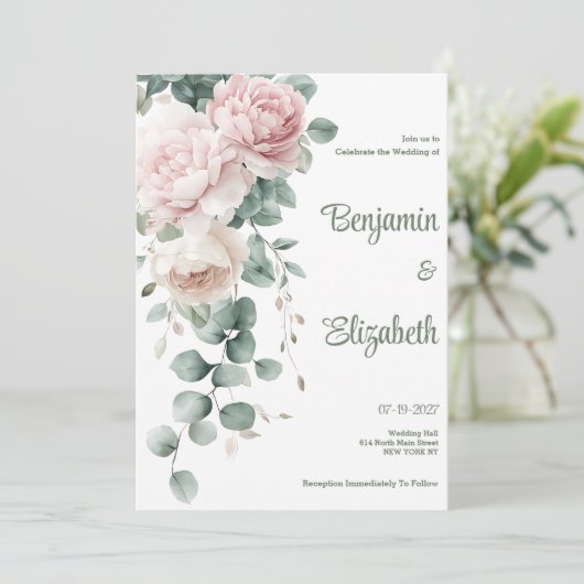 Rosa Gärtnererbse Einladung (Stehend Vorderseite)