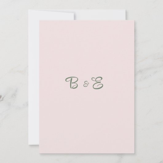 Rosa Gärtnererbse Eukalyptusblätter Save the Date Einladung (Rückseite)