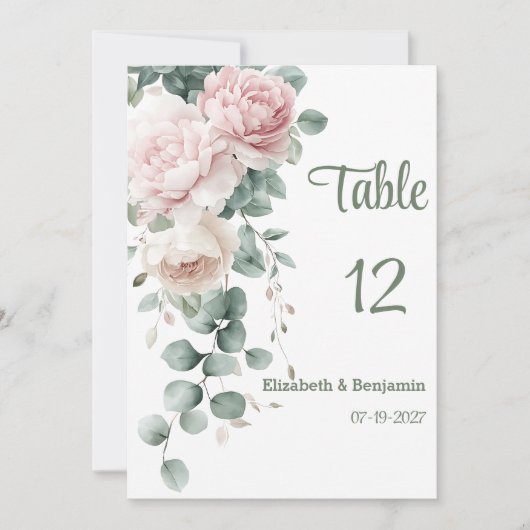 Rosa Gärtnererbse Eukalyptusblättrige Tischnummern (Vorderseite)