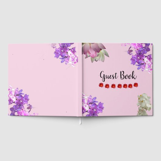 Rosa Gästebuch mit Blumen (Voll)