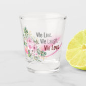 Rosa Gastgeschenk Hochzeit und Blütenglas Schnapsglas (Vorderseite)