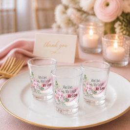 Rosa Gastgeschenk Hochzeit und Blütenglas Schnapsglas