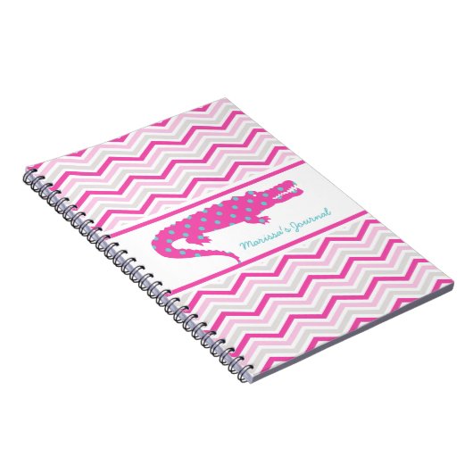 Rosa Gator auf Zickzack Personalisiertem Notebook Notizblock (Rechte Seite)
