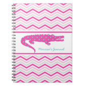 Rosa Gator auf Zickzack Personalisiertem Notebook Notizblock (Vorderseite)