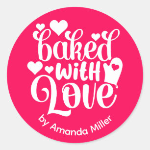 Rosa gebacken mit Liebe Muttertag backen Runder Aufkleber