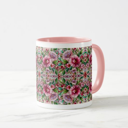 Rosa, gebastelte Glaskonstruktion Tasse (VorderseiteRechts)