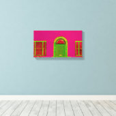 Rosa Gebäude Abstrakt Leinwanddruck (Insitu (Holzboden))