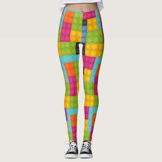 Rosa Gebäude blockiert Leggings (Vorderseite)