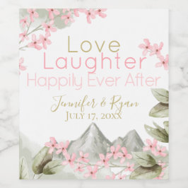 Rosa Gebirgsblüten florales Wasser Weinetikett