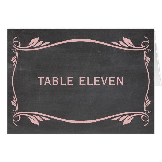 Rosa Geblüht Chalkboard-Tischnummer (Vorderseite (Horizontal))