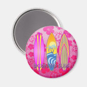 Rosa Geboren zum Surfen Magnet (Vorderseite/Rückseite)