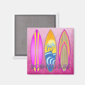 Rosa Geboren zum Surfen Magnet (Vorderseite/Rückseite)